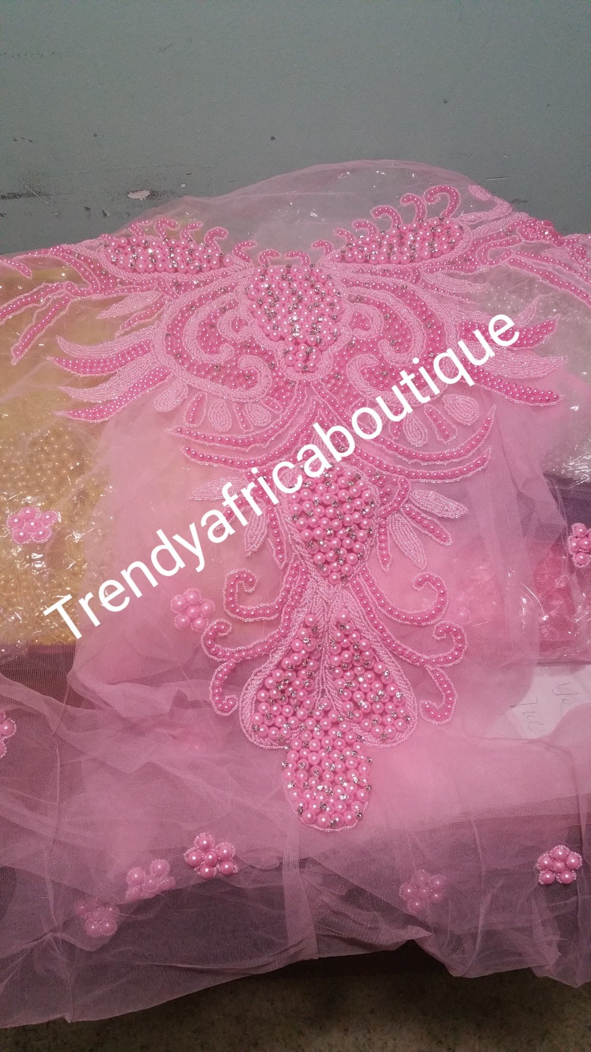 Beaded Net Assoted colors of heavily-beaded net for making NIgerian women blouses ...
