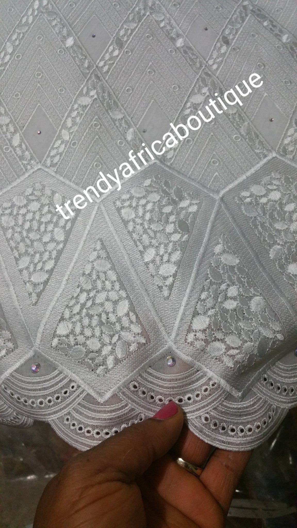 Exclusive design Swiss lace fabric. Original quality design. Soft texture. Sold per 5yds.