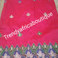 Fuchsia pink Fancy India-George Wrapper with hand cut flower boader. Sold 5 yards lenght