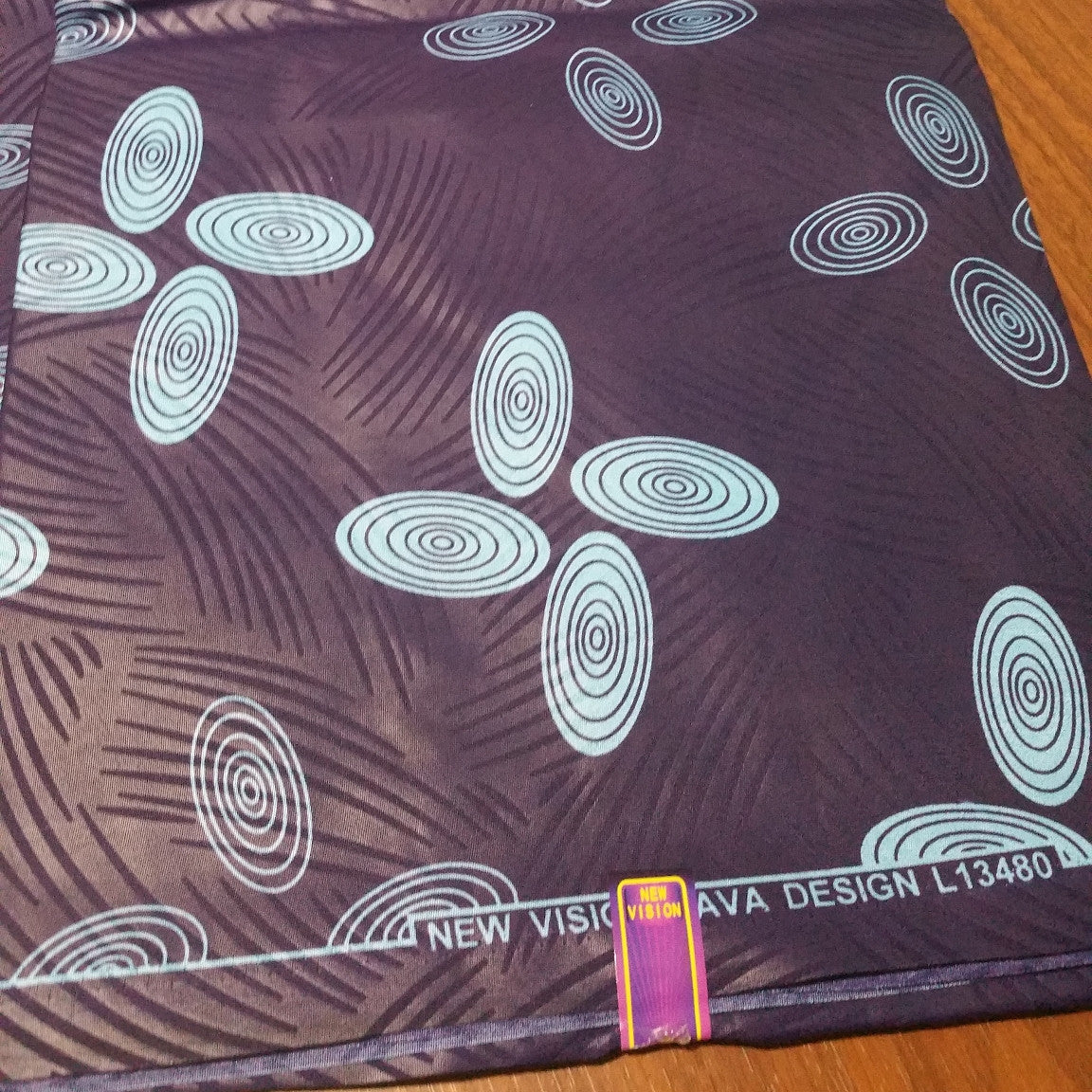 African Ankara Java Wax print fabric. Chocolate/sky blue. Java print for African Attire/dress.
