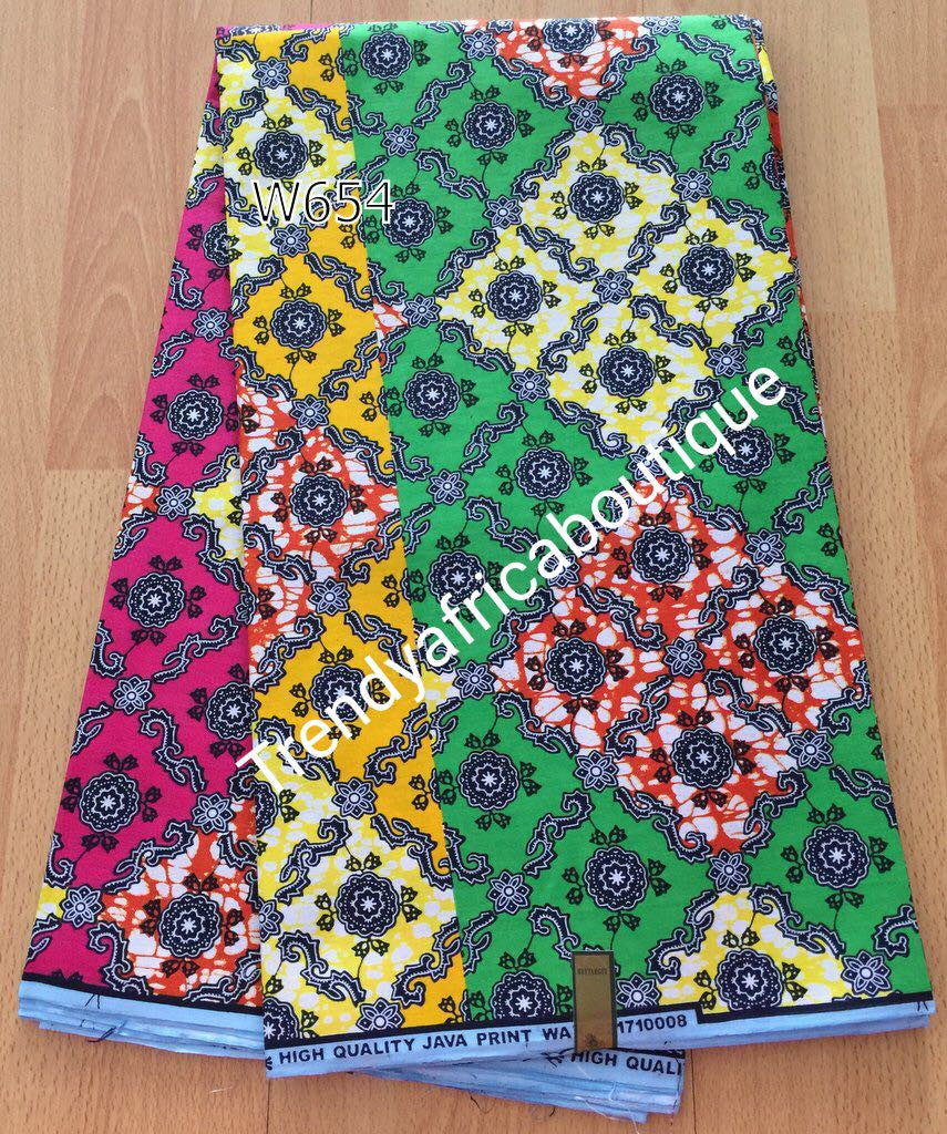 Beautiful Ankara wax print fabric. 100% cotton wax for making fabulous African native attire. Sold per 6yds length
