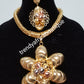 Big pendant/earrings 18k Gold plated Dubai costume jewelries set. High quality plating, hypoallergenic necklace and earrimgs necklace set. Sold as a set