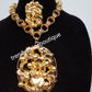 High Quality Dubai 18k Gold costume jewelry set for African wedding. Big Elegant necklace set 2pcs.