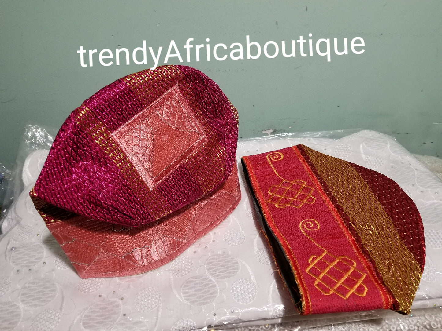 Traditional wedding Accessories. Agbada  Men-cap. Nigerian/African men embroidered cap. Sizes 22