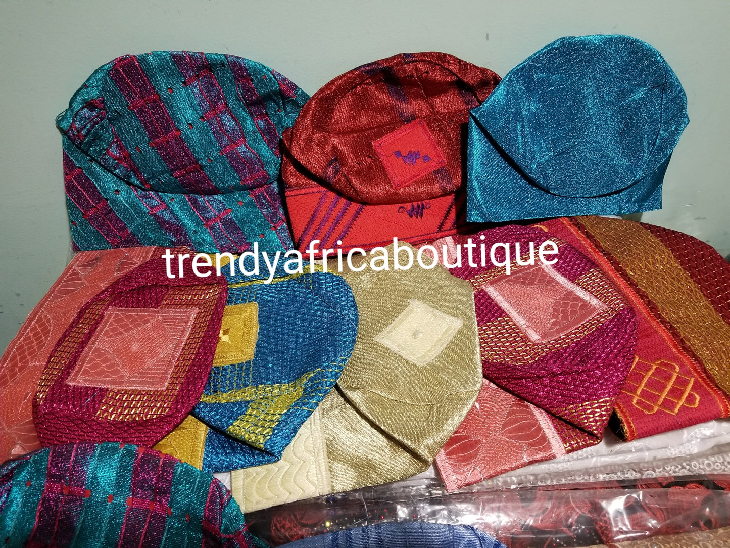 Traditional wedding Accessories. Agbada  Men-cap. Nigerian/African men embroidered cap. Sizes 22