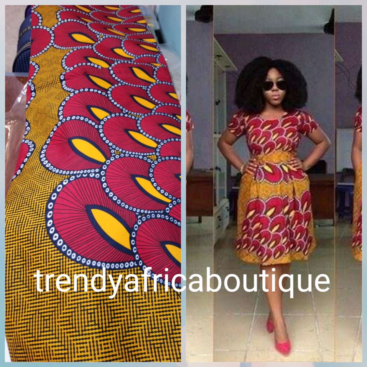 Sale sale: Beautiful African Cotton wax print fabric. 100% cotton Ankara for African dresses. Sold per 6yds. Price is for 6yds.