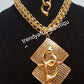 3pc set of 18k Gold plated big pendant necklace set. Matching Bangle and drop earrings. African/Nigerian party Necklace set