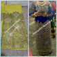 Yellow VIP crystal hand stoned celebrant George wrapper for Nigerian Ceremonies such as weddings. Igbo/Niger Delta wedding George. Sold as a set of wrapper and matching net blouse