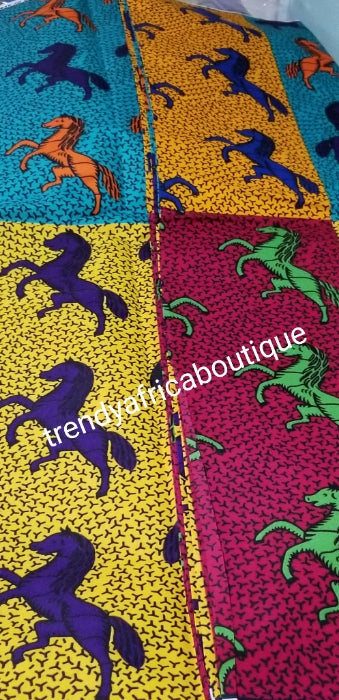 West Africa Veritable wax print fabric in multi color shades. Ankara print sold per 6yds, price is fior 6yds