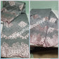 Gray/light Pink African French lace fabric. Sold per 5yds. Price is for 5yds. Beautiful embroidered sequence lace.