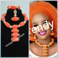 New arrival Coral-necklace set in sweet coral color. Sold as a set. Coral necklace/earrings/bracelet for Nigerian party use