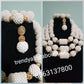 Bold and Beautiful 3 role coral Beaded-necklace set in white. Sold with bracelet and earrings. Use for big Africa/Nigerian ceremony. White color