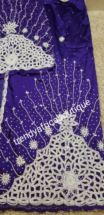 New arrival purple Hand stoned Silk George Wrapper. Classic design in ...