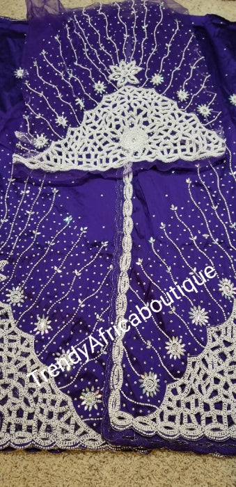 New arrival purple Hand stoned Silk George Wrapper. Classic design in ...