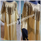 Champagne gold free flowing Dubai Kaftan bubu. Beaded and stones. Quality bead work. Free size. Chiffon kaftan dress