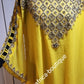 Yellow Long free flowing kaftan dress. Beaded/stoned. Dubai kaftan Bubu for special occasion. Free size fit up to Size 1 XL. Made with chiffon material