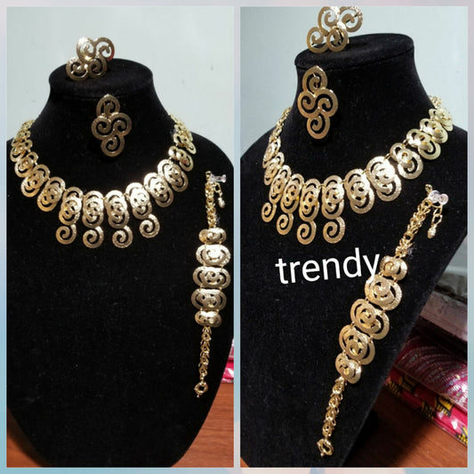 18k Dubia Gold plating in 4pcs choker necklace set. Sold as a set. Price is for the set.