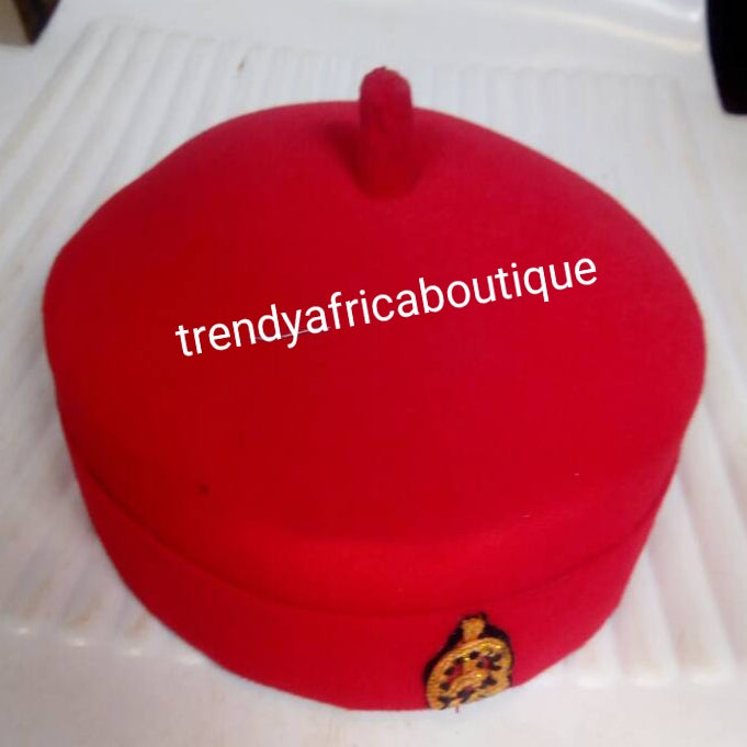 Igbo Traditional cap (Aka Red Cap) for ceremonial dress. Men-cap in red