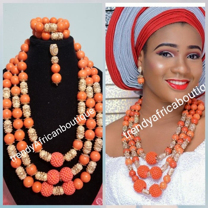 New arrival Edo round coral-necklace Traditional Bridal