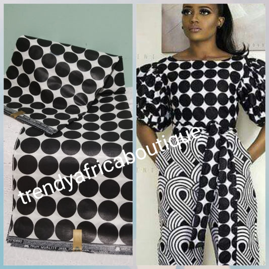 Nigerian/African Classic ankara wax print fabric. Beautiful Black/white superior quality Hollandaise Ankara. 100% Cotton. Sold per 6yds. Price is for 6yds