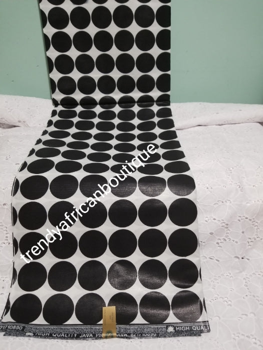 Nigerian/African Classic ankara wax print fabric. Beautiful Black/white superior quality Hollandaise Ankara. 100% Cotton. Sold per 6yds. Price is for 6yds
