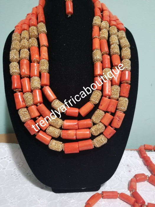 Combo Bride and Groom traditional wedding coral bead set. Original Edo/igbo Celebrant coral for special occasion. But the 2 as a set for man and women or order as individual.. coral-necklace set
