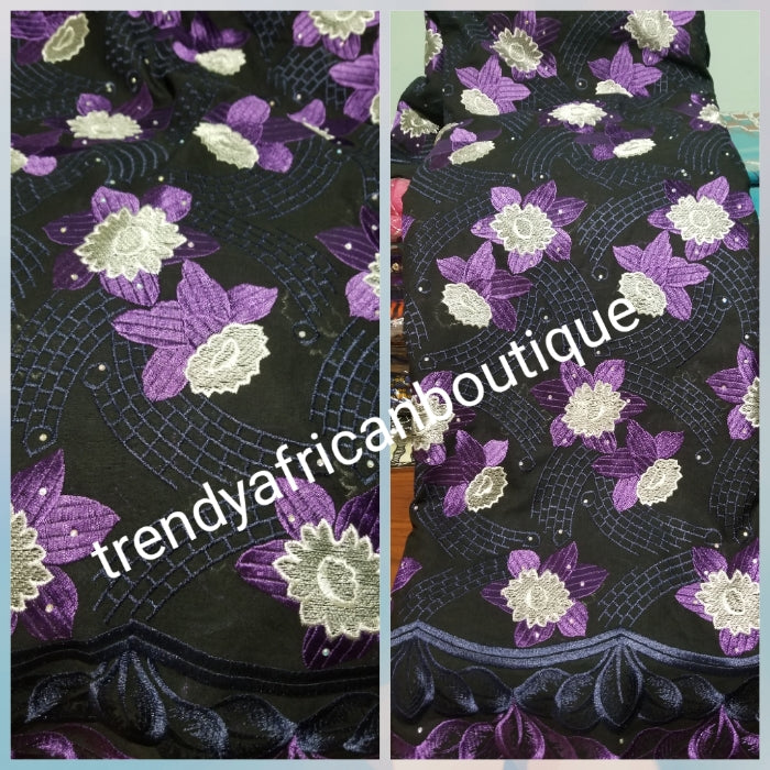 Special sale New arrival quality swiss lace fabric. Black/purple/white mix. Sold per 5yds. Africa Lace fabric for making party dresses