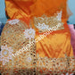 Ready to ship: Orange VIP hand beaded and stoned George wrapper with matching blouse for Celebrants: Nigerians Traditional Igbo/Delta women wrapper for high society party. Sold as set of 5yds+1.8yds blouse