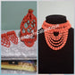 3pcs set Bridal-accessories for Nigerian Traditional wedding ceremony. Made with coral beads Head piece, necklace and shawl/blouse use by Bride. Edo/Bini Traditionall wedding. Sold as a set