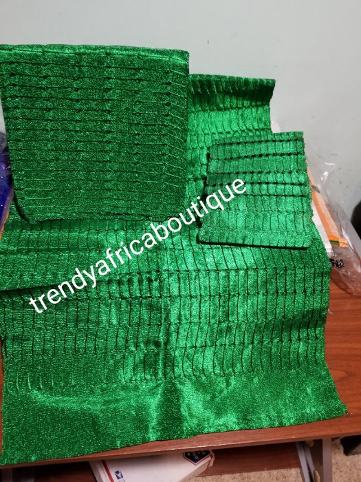 Original Green Aso-oke woven in Nigeria. Aso-oke in 3pcs set. Gele/ipele/fila (cap piece). Sold as a set. Price is for the set.Nigerian tradtional Aso-oke for making gele. Bridal accessories