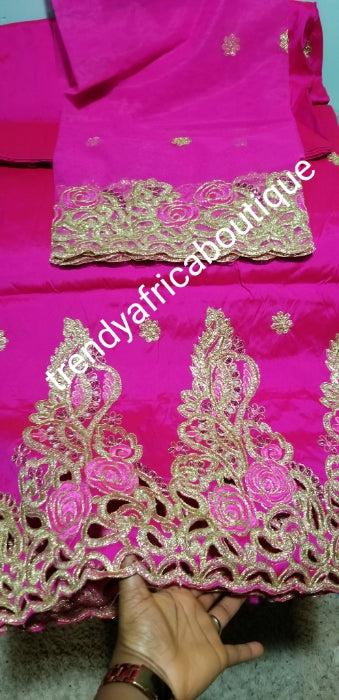New arrival. Original quality Embroidery silk/stones Silk George wrapper and matching net blouse set. For Nigerian party dresses. Indian-george. Sold per 5yds and 1.8yds net for blouse combinations