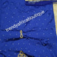 Special offer. Royal blue hand stoned Silk George wrapper for Nigerian/Igbo Bridal outfit. Sold as 5yds wrapper with 1.8yds marchimg net blouse. V.I P George for Nigerian weddings/ceremony