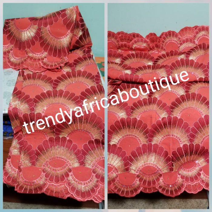 Exclusive Coral/wine Swiss Voile Lace fabric. Great texture, quality embroidery work. Sold per 5yds, price is for 5yds. New arrival Nigerian party fabric for making beautiful outfit