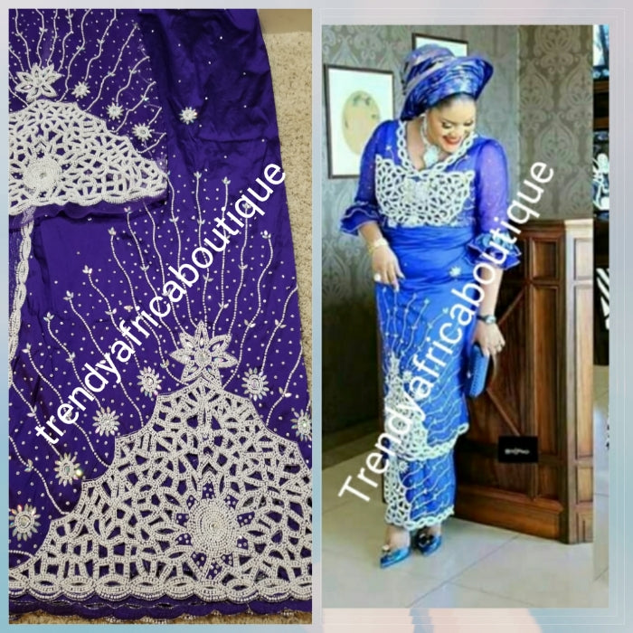 New arrival purple Hand stoned Silk George Wrapper. Classic design in ...