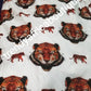 New arrival Isi-agu Igbo traditional/ceremonial fabric for men or womem. Tiger head fabric. Sold per one yard. Price is for a yard. Can be use for wrapper, blouse or shirt for men. White background with black/red tiger head