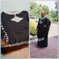 Black beaded and stoned Dubai kaftan.  Kaftan bubu is free flowing dress for special occasion. This Black is Size Large; inner piece Burst measure size 43