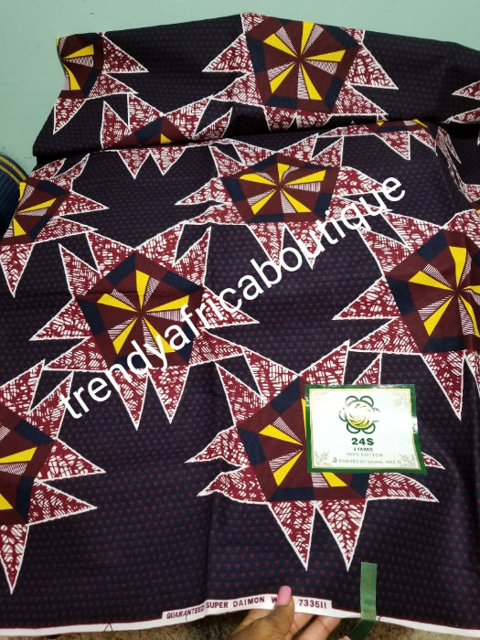 Gurantee wax print. 100%  African Ankara wax print fabric.  quality Nigerian ankara. Sold per 6yds. Price is for 6yds