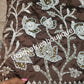 New arrival: Nigerian Traditional Silk embroidery George wrapper. Quality embroidery + Hand Beaded/stones design in coffee brown 5yds + 1.8 matching net blouse. Igbo/delta bride outfit. Small-George.