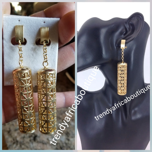 Latest drop-earrings in gold electroplating. Top quality made hypoallergenic. Long lasting. Light weight earrings