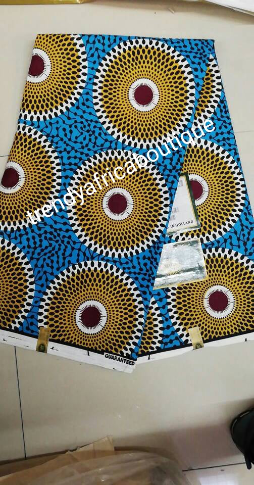 New arrival Guarantee African Veritable cotton wax print. Soft texture with quality design. Ankara cotton print in soft texture, Sold as 6yards.
