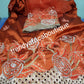 Nigerian Tranditional George wrapper. Embriodery/stones design in Burnt Orange and a matching net for blouse. Small-George. Superior quality African embroidery George.  Feel the differencein quality.