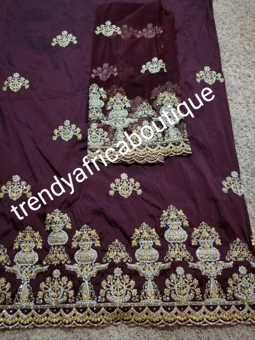 Nigerian Tranditional George wrapper. Embriodery/stones design in choc ...