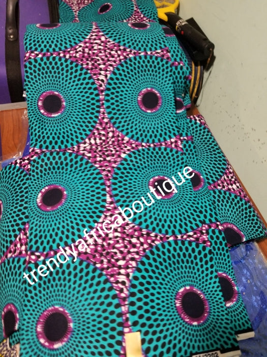 Veritable African wax print fabric. 100% cotton, Sold per 6yds. Price is for 6yds soft texture, excellent quality for making African dresses