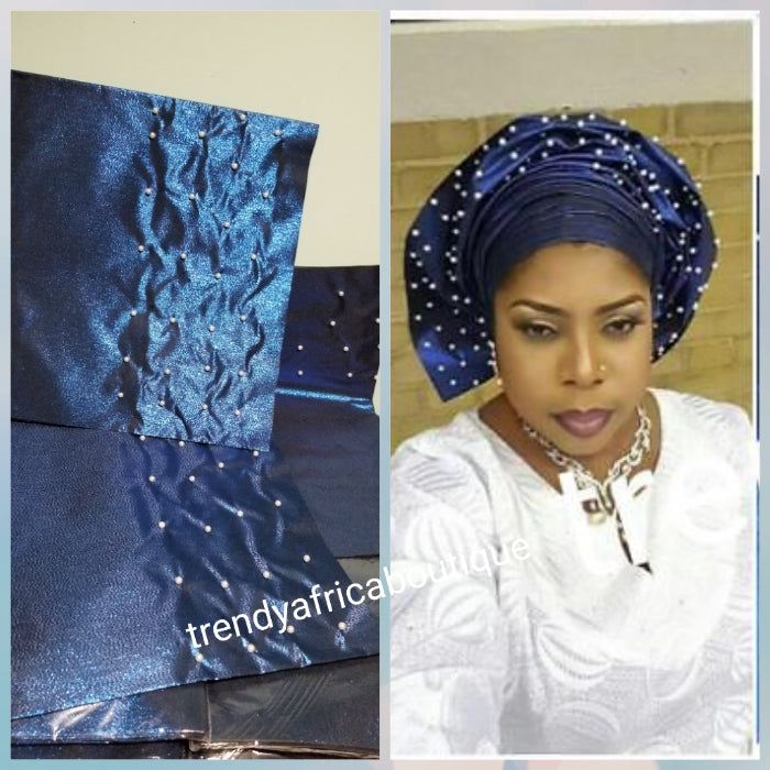 New colors now available Nigerian traditional gele (head wrap). 2 in 1 sago with beaded boarder. Sold per park, price is for the pack. There are 2 beaded sago in one pack. Easy to tie. Original quality. Aso-ebi order welcome