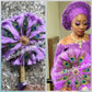 New arrival Purple peacock feather hand fan for Nigerian Bridal use. Feather hand fan Bridal accessories with handle and  tassel medium size Bridal-accessories,
