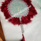Wine/silver color, Nigerian hand made Feather hand fan. Custom made, front design with silver handle and tassel. medium size hand fan Nigerian Bridal-accessories design with beads and flower petal.