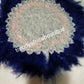 Navy blue/silver color, Nigerian hand made Feather hand fan. Custom made, front design with silver handle and tassel. medium size hand fan Nigerian Bridal-accessories design with beads and flower stone work.