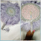 Medium size Gray color: Nigerian hand made Feather hand fan. Custom made, front design with silver/gray pearls. Made with Long Silver handle with gray tassel. Bridal engagement hand fan/ Bridal-accessories.