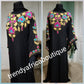 Sale sale:  Black dubai kaftan  free flowing  boubou. Multi color Beaded and stonesd to perfection. Quality bead work. Availablein size, S,M,L,XL and XXL.. Chiffon kaftan With head tie. 60' long