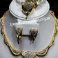 18k high quality Gold plating Dubai Jewelry set. 4 piece necklace, earrings, bangle, ring set. African party Jewelry set. Hypoallergenic, high quality plating